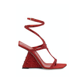 Diamante Ankle Strap Wedged Heel Sandals